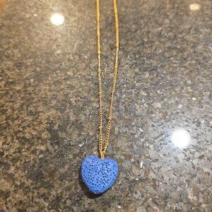 Lava Stone Heart Diffuser Necklace on Gold Tone Chain
